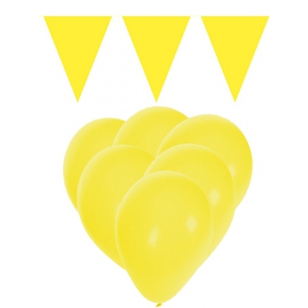 Yellow decoration 15 balloons en 2 flaglines