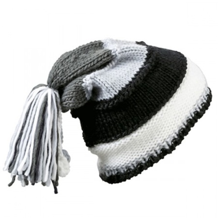 Black beanie hat with fringes