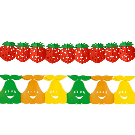 Gezond Fruit thema versiering thema slingers peer/aardbei 3 meter per stuk