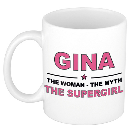 Gina The woman, The myth the supergirl cadeau koffie mok / thee beker 300 ml