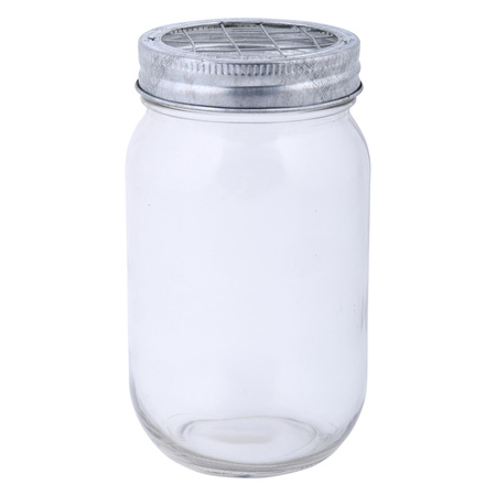 Glazen bloemenvaas/potje met schikdeksel - 400 ml - transparant