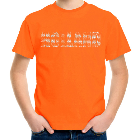 T-shirt orange Holland glitter stones orange supporter for kids