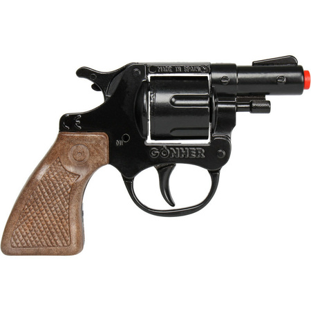 Gohner politie verkleed speelgoed revolver/pistool - metaal - met  12x ringen 8 schots plaffertjes