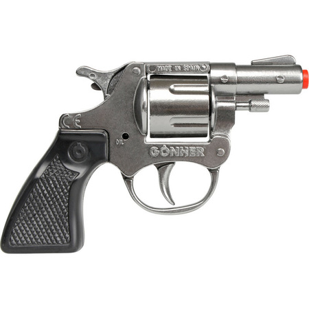Gohner politie verkleed speelgoed revolver/pistool - metaal - met  12x ringen 8 schots plaffertjes