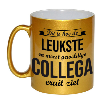 Leukste en meest geweldige collega gift coffee mug / tea cup gold 330 ml