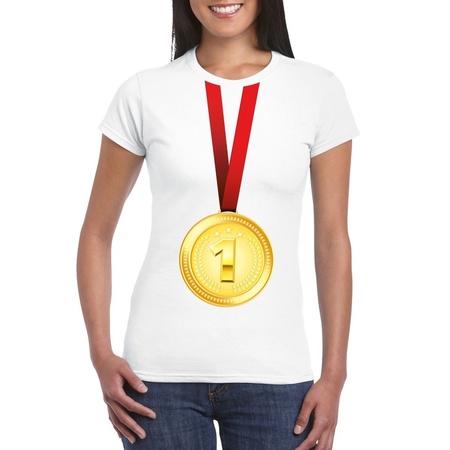 Gouden medaille kampioen shirt wit dames