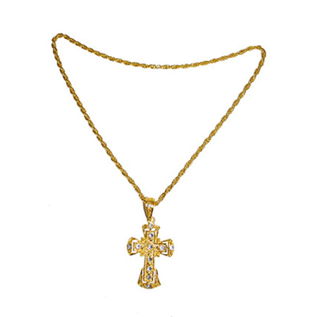 Nuns carnaval set headpiece and gold cross on chain