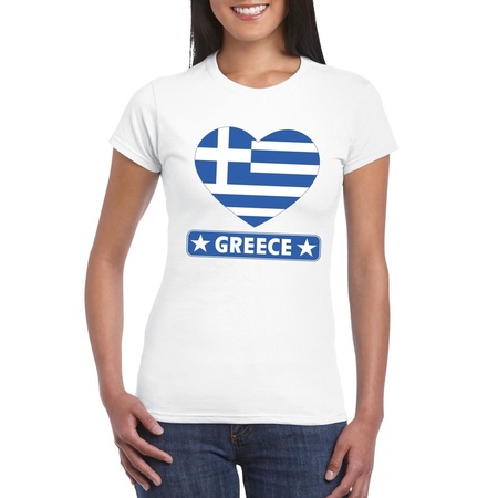 Griekenland hart vlag t-shirt wit dames