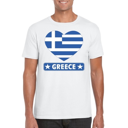 Griekenland hart vlag t-shirt wit heren