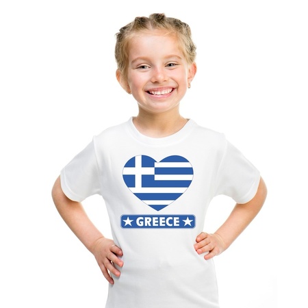 Griekenland hart vlag t-shirt wit jongens en meisjes