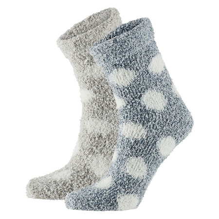 Grey and beige ladies house socks with dots 2 pairs