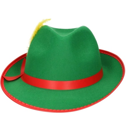 laat staan Hen Kauwgom Groen/rood Tiroler hoedje verkleedaccessoire voor volwassenen - Duitse/Tiroler  hoeden - Bellatio warenhuis
