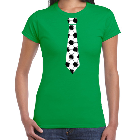 Groen supporter t-shirt voetbal stropdas EK/ WK voor dames