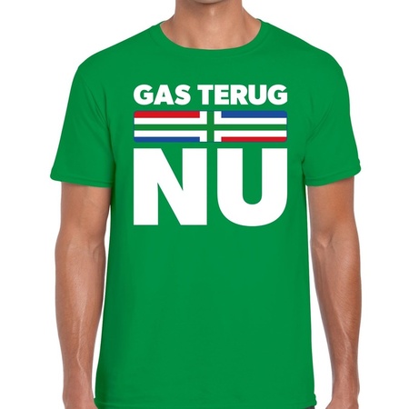 Groningen protest t-shirt gas terug NU groen voor heren