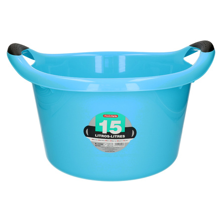 Plastic wash tub round 15 liter blue