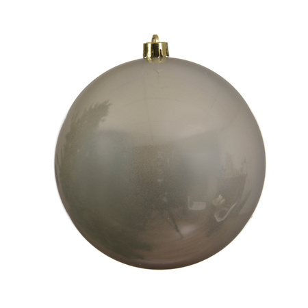 Grote decoratie kerstballen - 2x st - 20 cm - champagne en zilver - kunststof