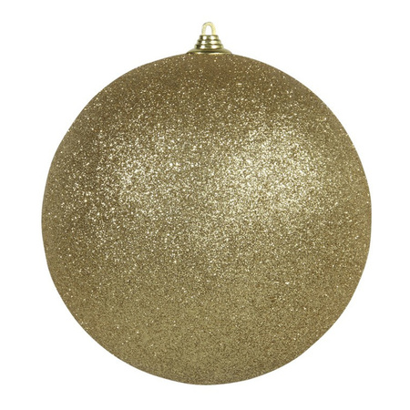 Grote decoratie kerstbal - goud glitters - 18 cm - kunststof - kerstversiering