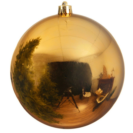 Grote kerstbal - goud - 25 cm - kunststof - glans - mega kerstbal