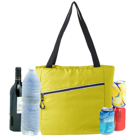 Grote koeltas draagtas/schoudertas geel met 2 stuks flexibele koelelementen 20 liter