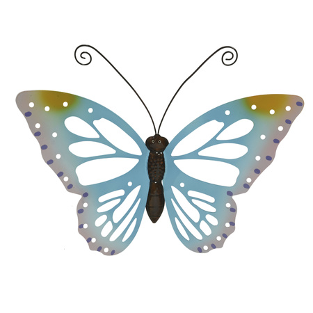Grote lichtblauwe vlinders/muurvlinders 51 x 38 cm cm tuindecoratie