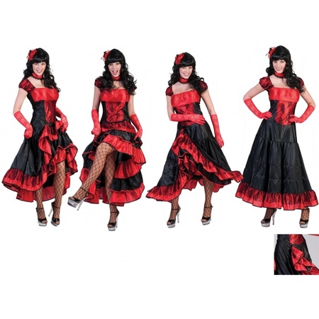 Grote maat rood met zwarte cancan  jurk