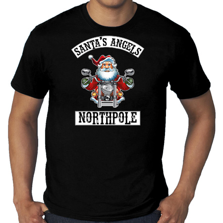 Grote maten fout Kerstshirt / outfit Santas angels Northpole zwart voor heren