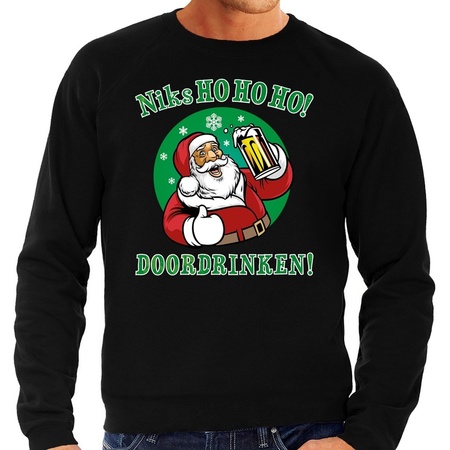 Big size Christmas sweater Niks ho ho ho doordrinken black men