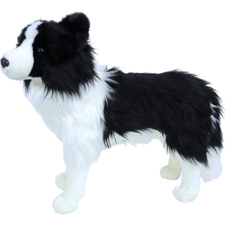 Grote pluche zwart/witte Border Collie hond staand knuffel 53 cm speelgoed