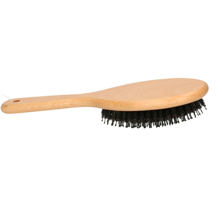 Hairbrush oval natural with pig hair 24.5 cm made of wood