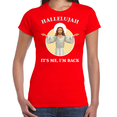 Hallelujah its me im back Christmas t-shirt red for women