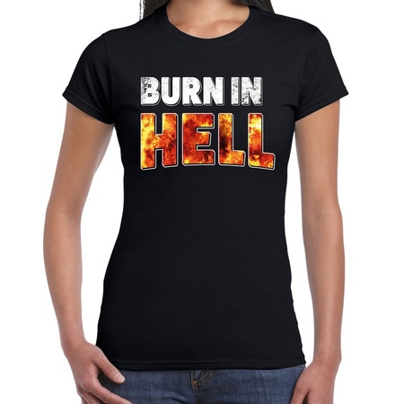Halloween burn in hell verkleed t-shirt zwart voor dames