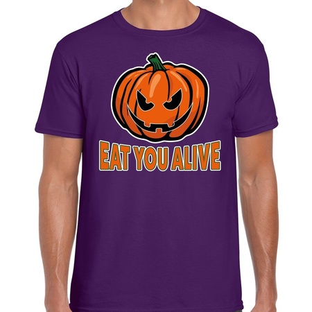 Halloween Eat you alive verkleed t-shirt paars voor heren