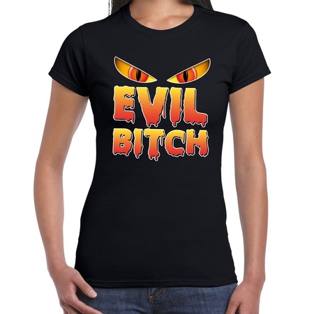 Halloween Evil Bitch verkleed t-shirt zwart voor dames