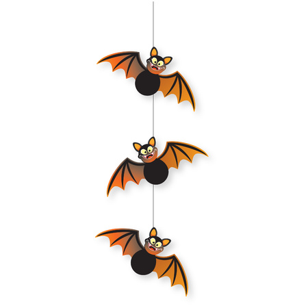 Halloween hangende vleermuizen decoratie zwart/oranje 70 cm
