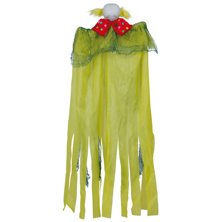 Halloween/horror thema hang decoratie Zombie Clown - met LED licht en beweging - griezel pop - 120cm