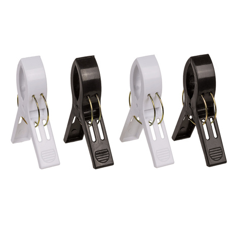 Handdoekknijpers XL - 12x - zwart/wit - kunststof - 12 cm - wasknijpers