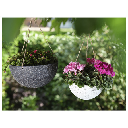 Hangende bloempot/plantenpot schaal van gerecycled kunststof donkergrijs D25 en H12 cm