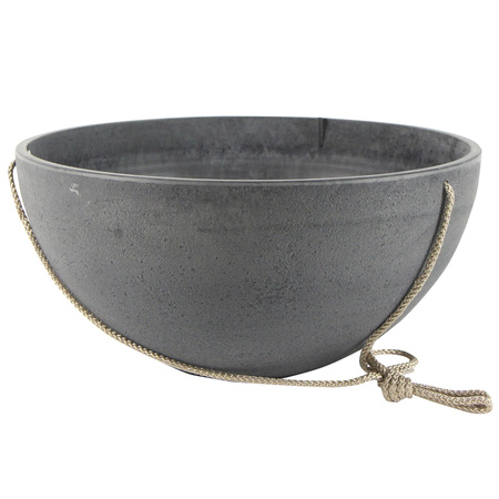 Hanging flowerpot/plantpot bowl plastic/stone powder dark grey D25 and H12 cm