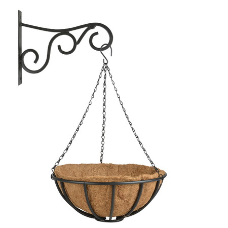 Hanging basket 35 cm met metalen muurhaak en kokos inlegvel