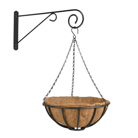 Hanging basket 35 cm van metaal met muurhaak - complete hangmand set