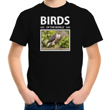 Haviks t-shirt met dieren foto birds of the world zwart voor kinderen