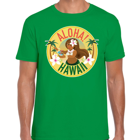 Hawaii feest t-shirt / shirt Aloha Hawaii groen voor heren