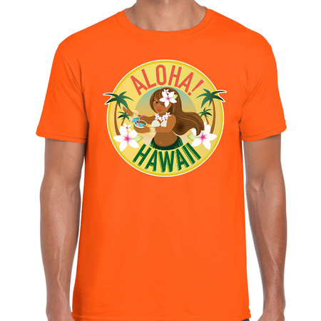 Hawaii Party t-shirt / shirt Aloha Hawaii orange for men