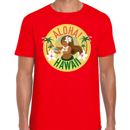 Hawaii feest t-shirt / shirt Aloha Hawaii rood voor heren