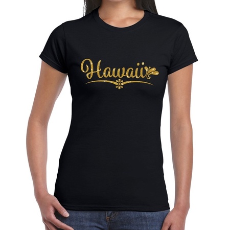 Hawaii gold glitter t-shirt black women