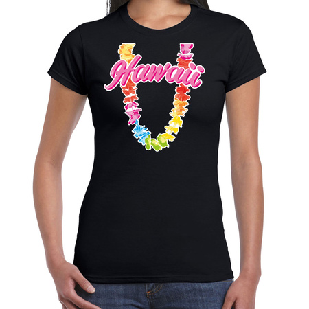 Hawaii garland t-shirt black for women