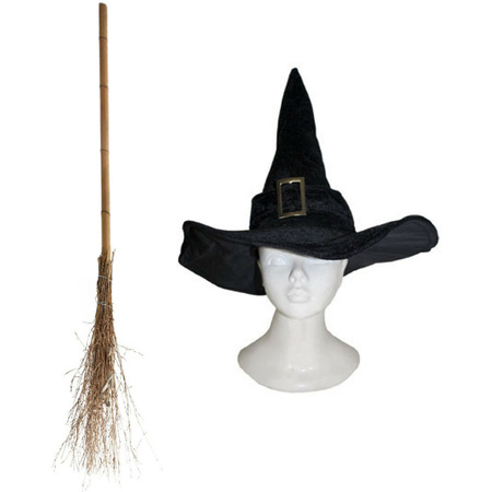 Witches carnaval set hat and broom