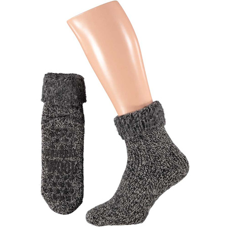 Womens non slip short home socks black - size EU 43-46