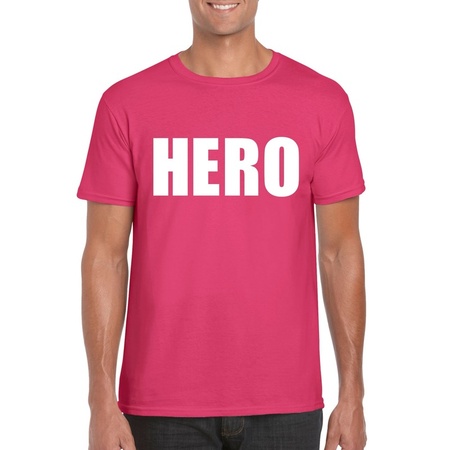 Hero tekst t-shirt roze heren