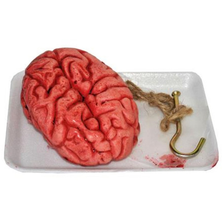 Hersenen met vleeshaak Halloween decoratie accessoire